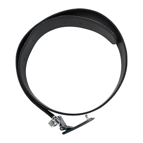 Danihlm Men's Black Leather Belt with Beautiful Silver Buckle Made in Bulgaria - Picture 5 of 8